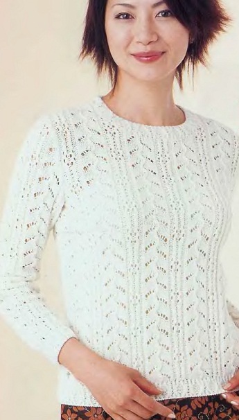 Вязание белого пуловера спицами