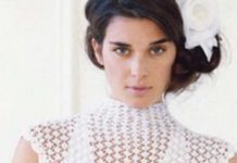 Белое платье спицами