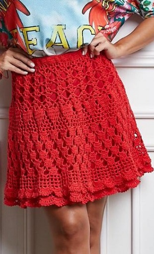 Красная юбка крючком
