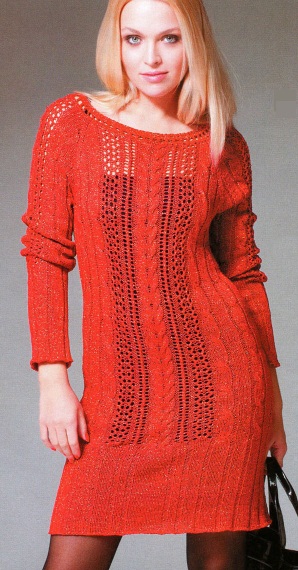 Красивое вязаное платье
