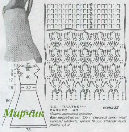 Схема вязания платья крючком
