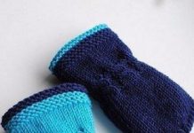Двусторонние варежки для малышей спицами